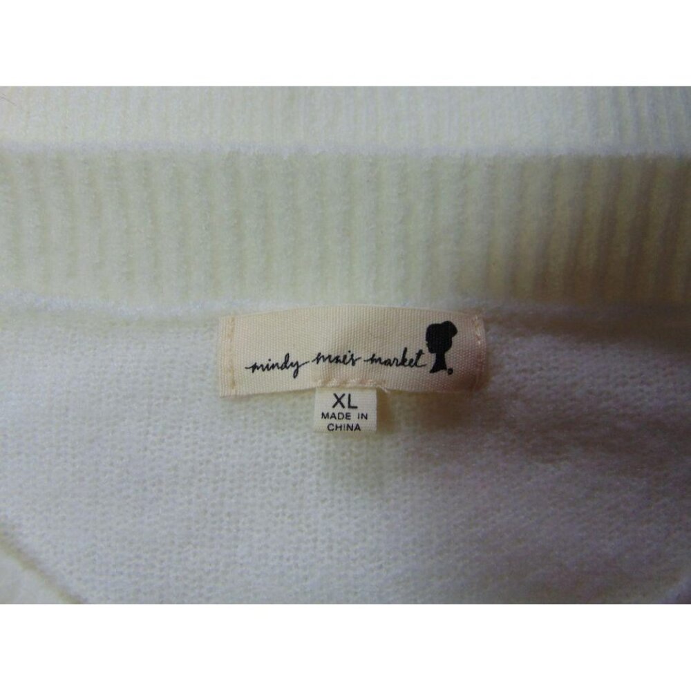 Mindy Maes Market Blakely Sweater XL Off White Intarsia Floral Grandmacore Boho - Picture 10 of 14
